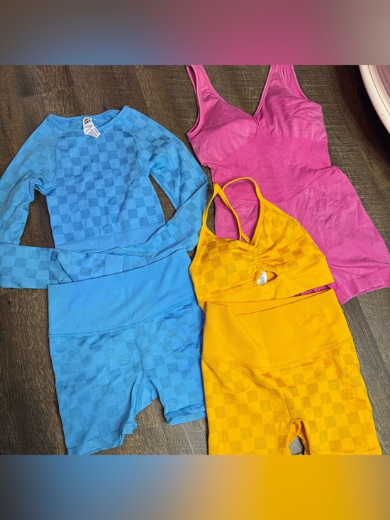 JoyLab Other - JoyLab Women’s Set Bundle Lot (pink bodysuit, blue and yellow sets)